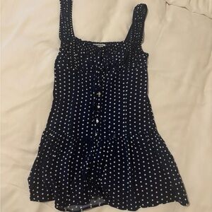 Frankie's Bikinis Navy and White Polka Dot mini dress